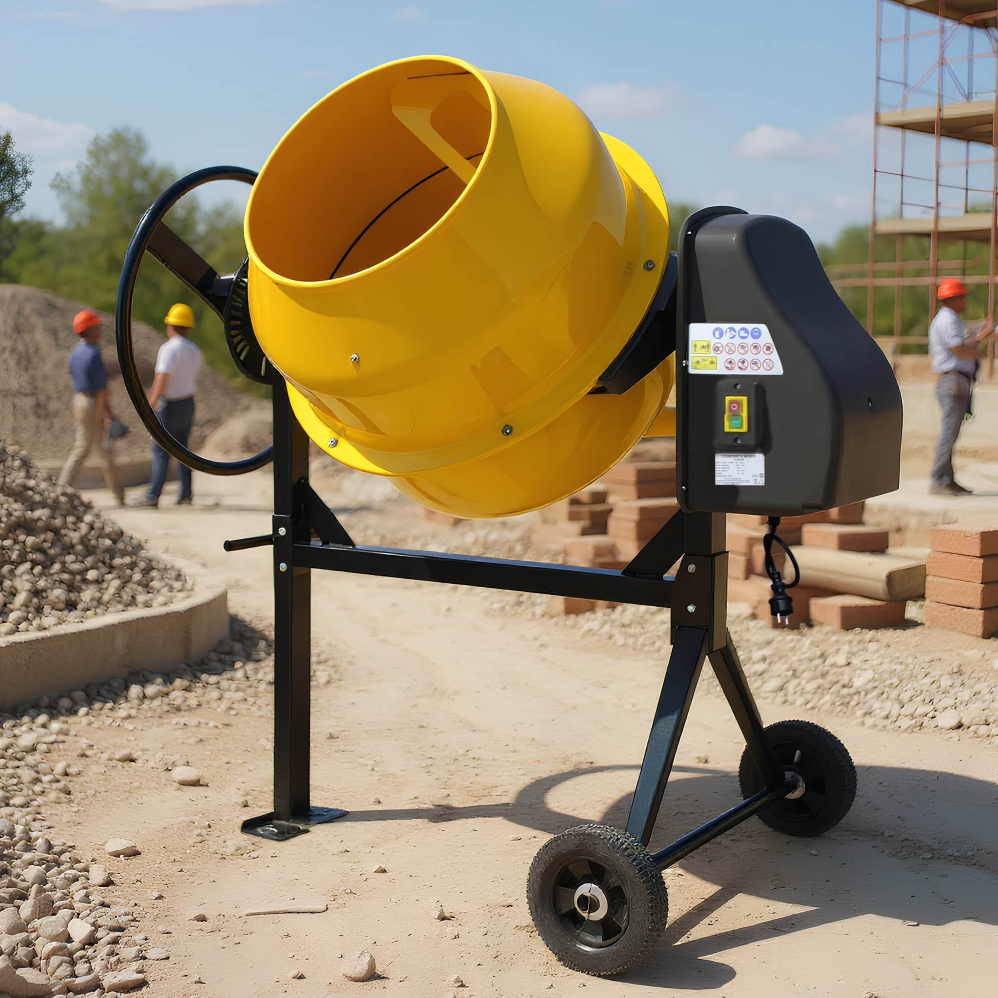 Portable 140L Concrete Cement Mixer Sand Gravel Dual Mix Blades & Tipper Lock 550W - Concrete finish
