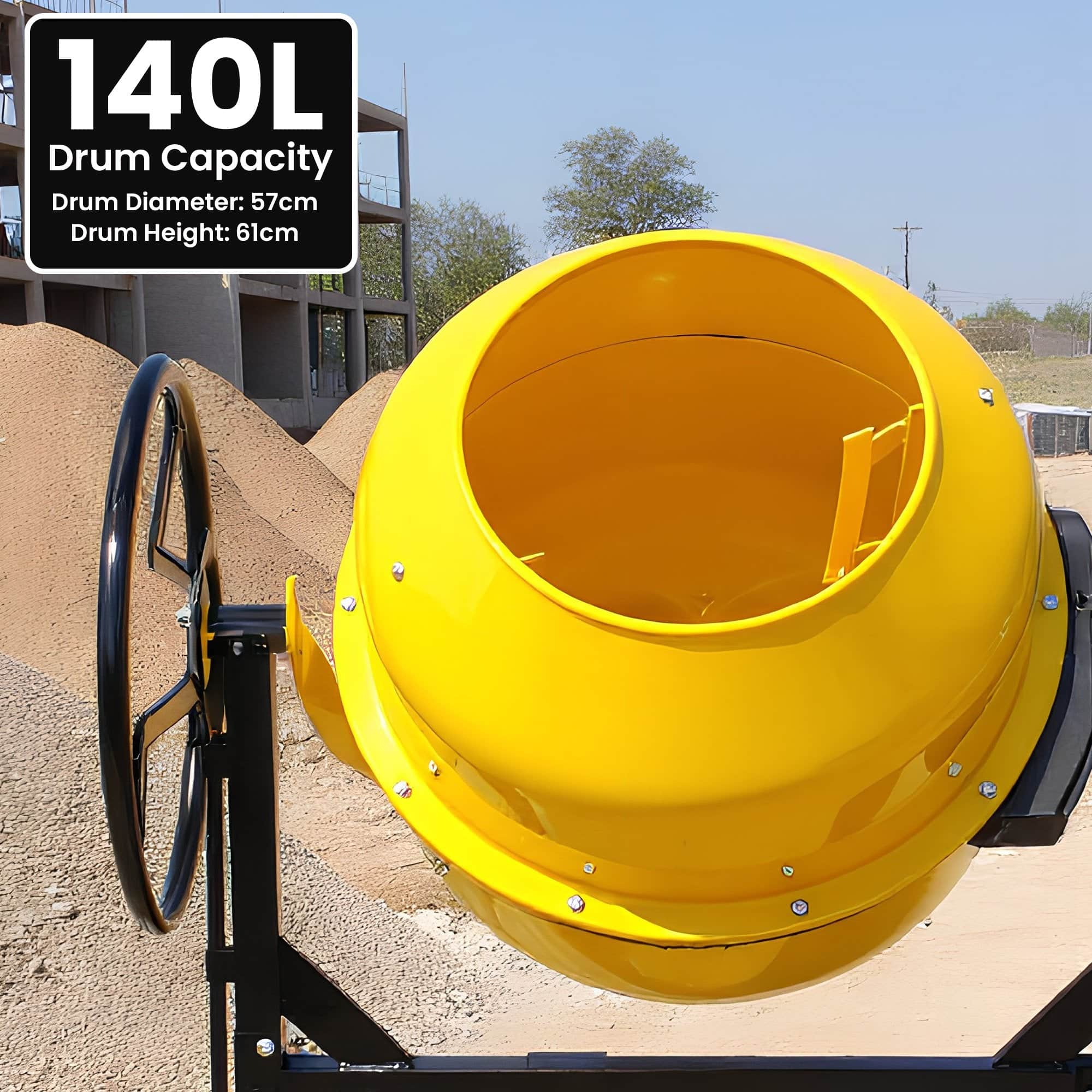 Portable 140L Concrete Cement Mixer Sand Gravel Dual Mix Blades & Tipper Lock 550W | Concrete finish
