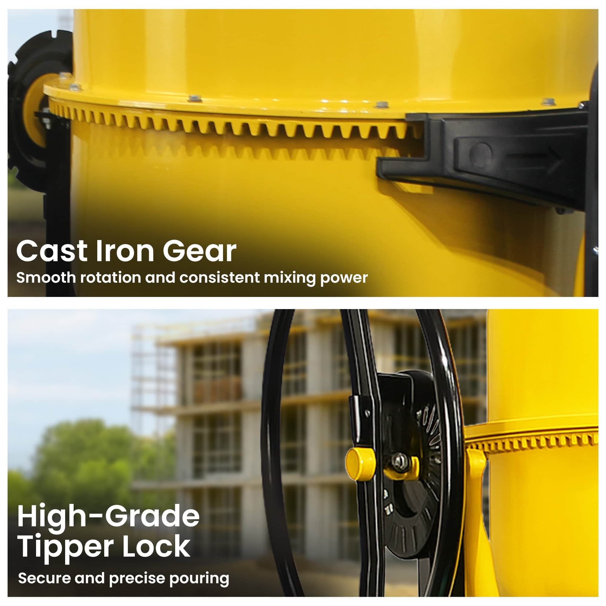 Portable 140L Concrete Cement Mixer Sand Gravel Dual Mix Blades & Tipper Lock 550W, Concrete finish