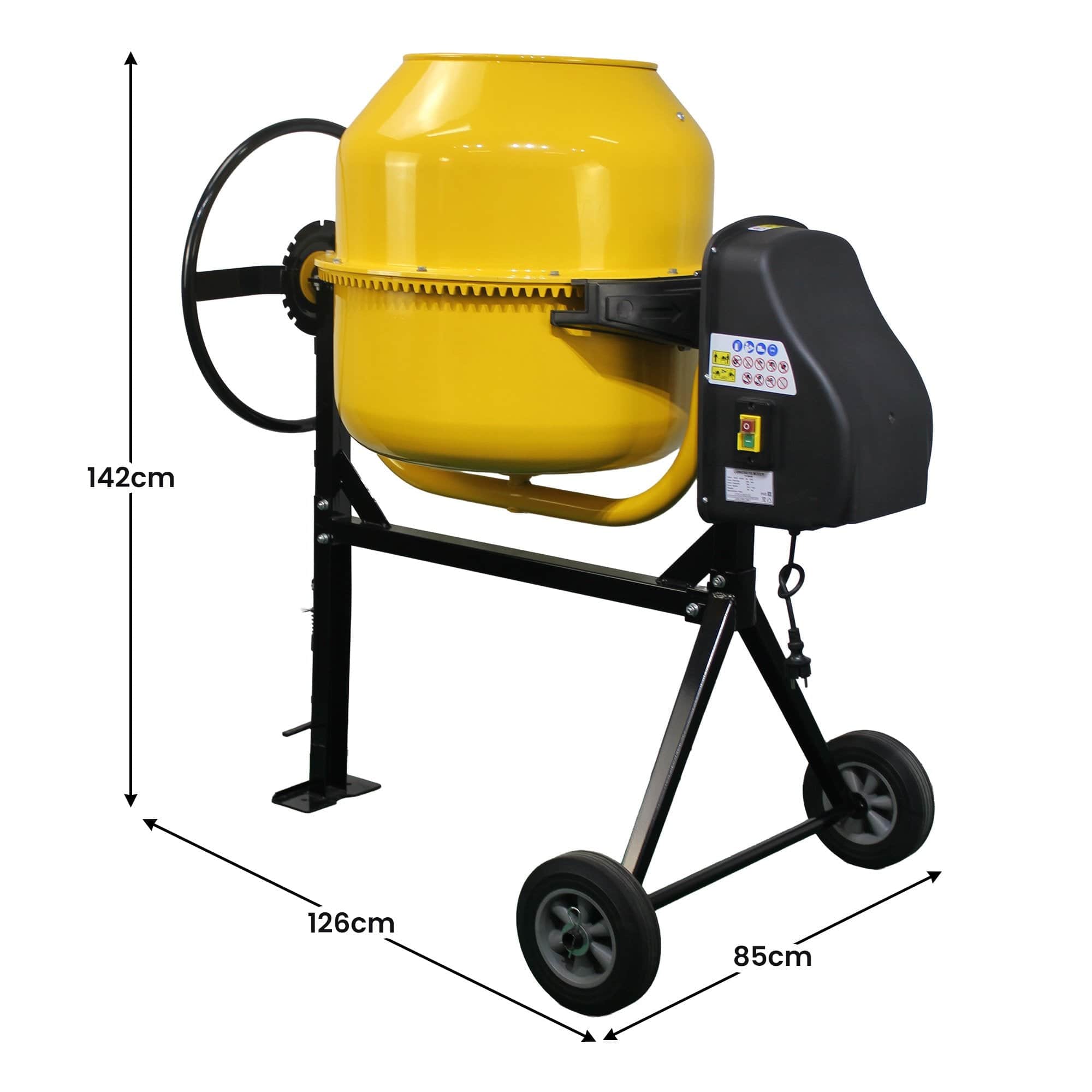 Portable 200L Concrete Cement Mixer Sand Gravel Dual Mix Blades & Tipper Lock 850W