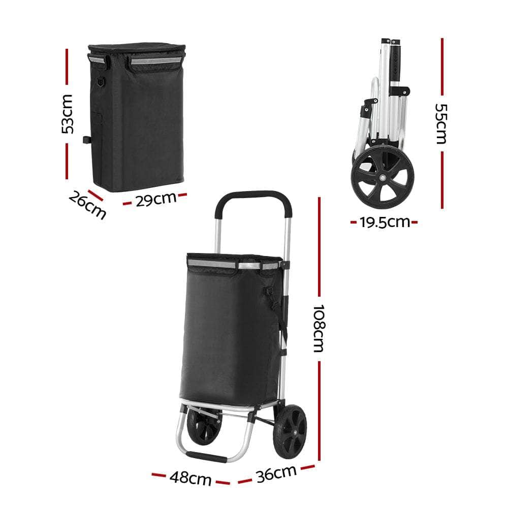 Portable Aluminum Grocery Trolley - Foldable 45KG Storage Cart