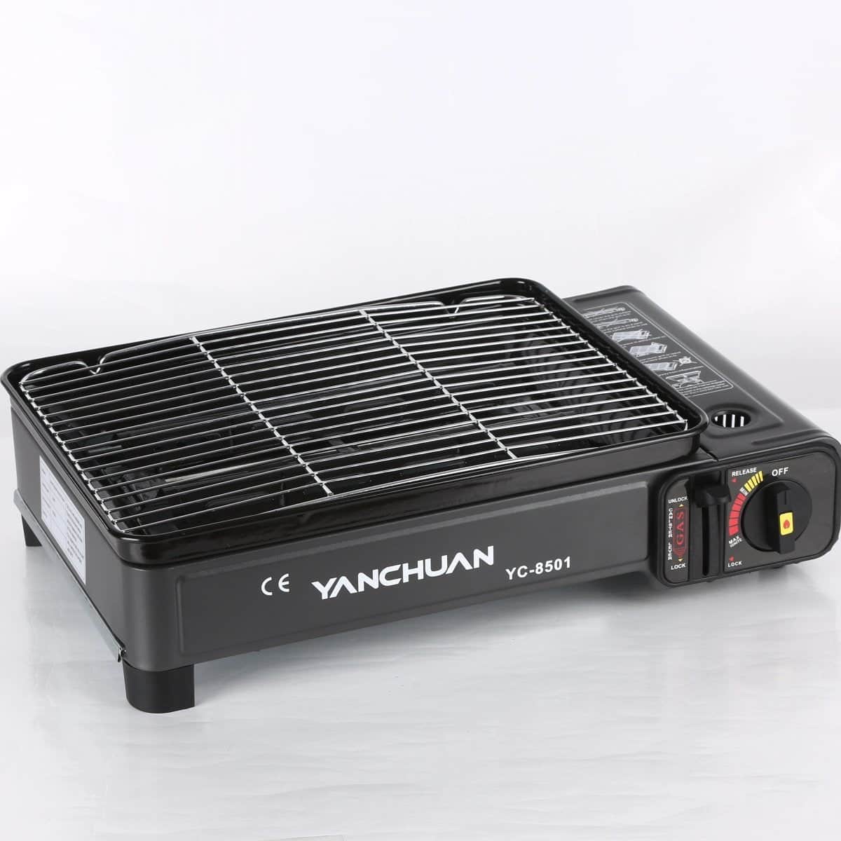 Portable Black Gas Stove BBQ Cooker with Plate