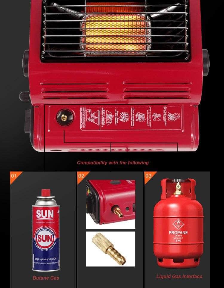 Portable Camping Hiking Butane Gas Heater - Red Au