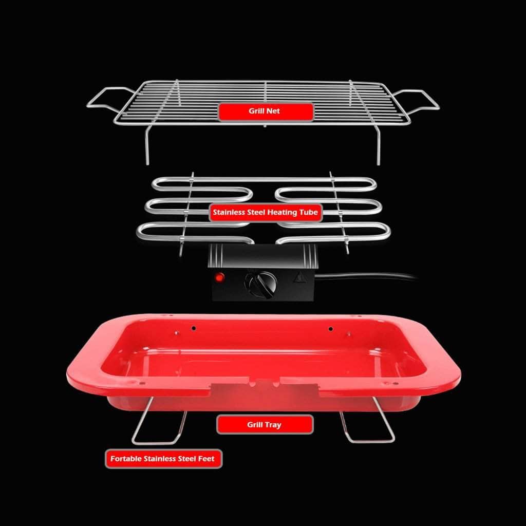 Portable Electric Bbq Grill Teppanyaki Smokeless Barbeque Pan Hot Plate Table Black