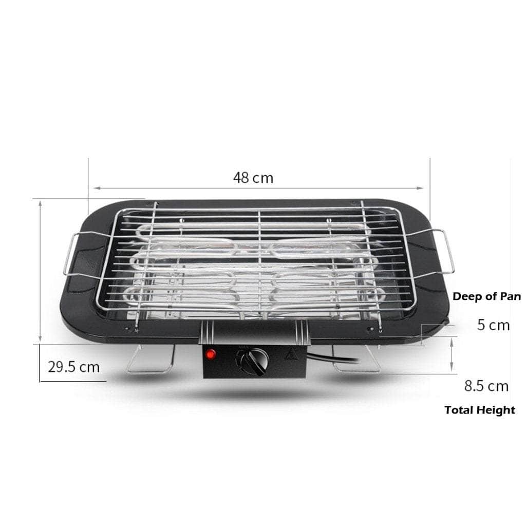 Portable Electric Bbq Grill Teppanyaki Smokeless Barbeque Pan Hot Plate Table Black