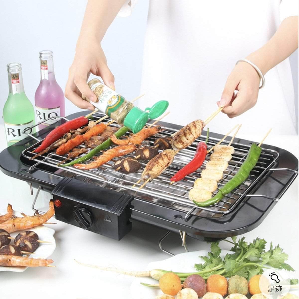 Portable Electric Bbq Grill Teppanyaki Smokeless Barbeque Pan Hot Plate Table Black