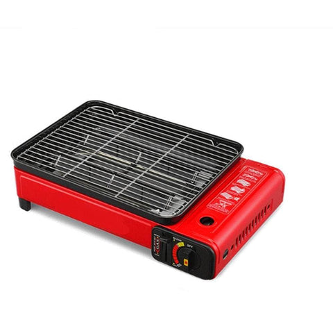 Portable Gas Stove Burner Bbq Camping Gas Cooker With Non Stick Plate Orange