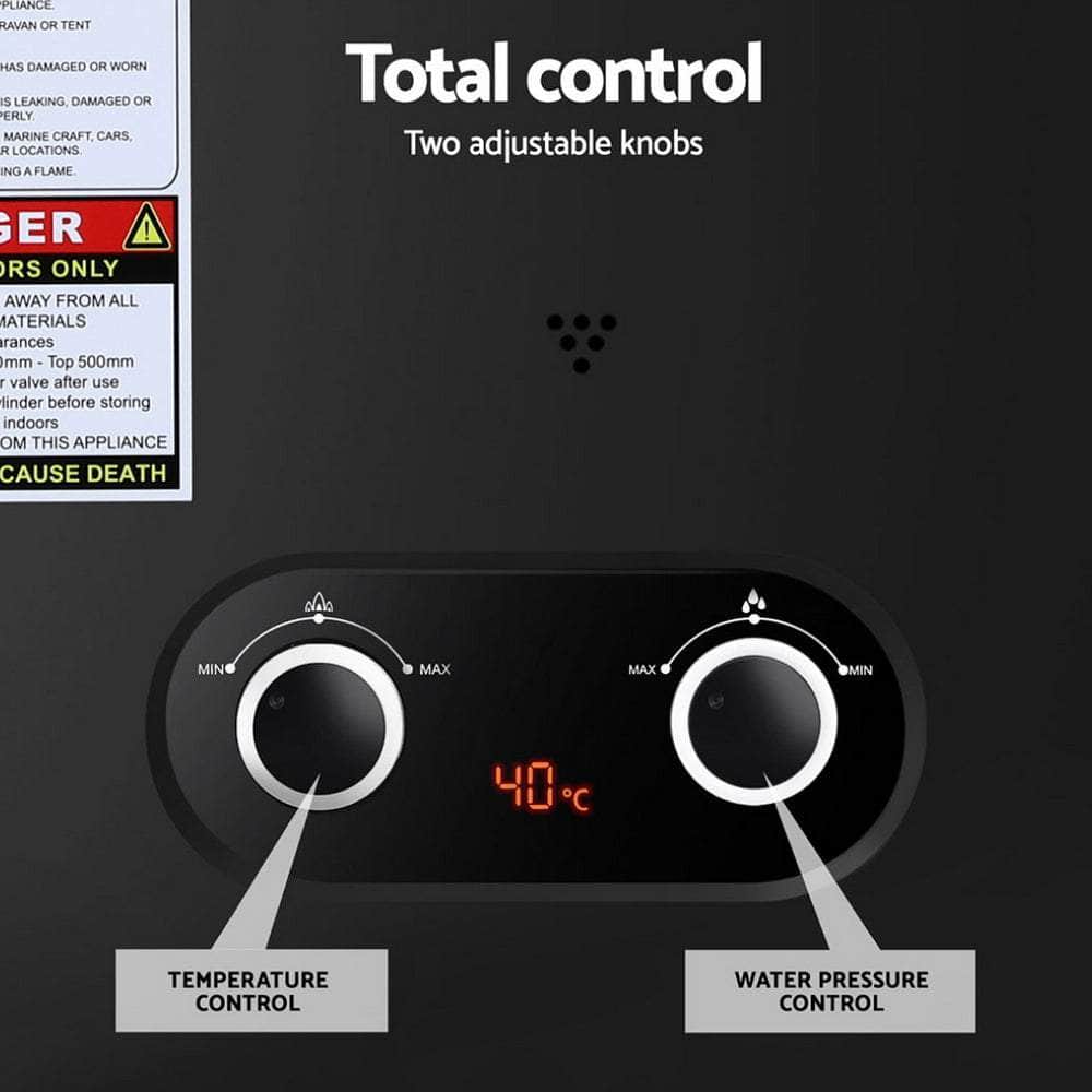 Portable Gas Water Heater 6L/Min Lpg System Black | Black colour