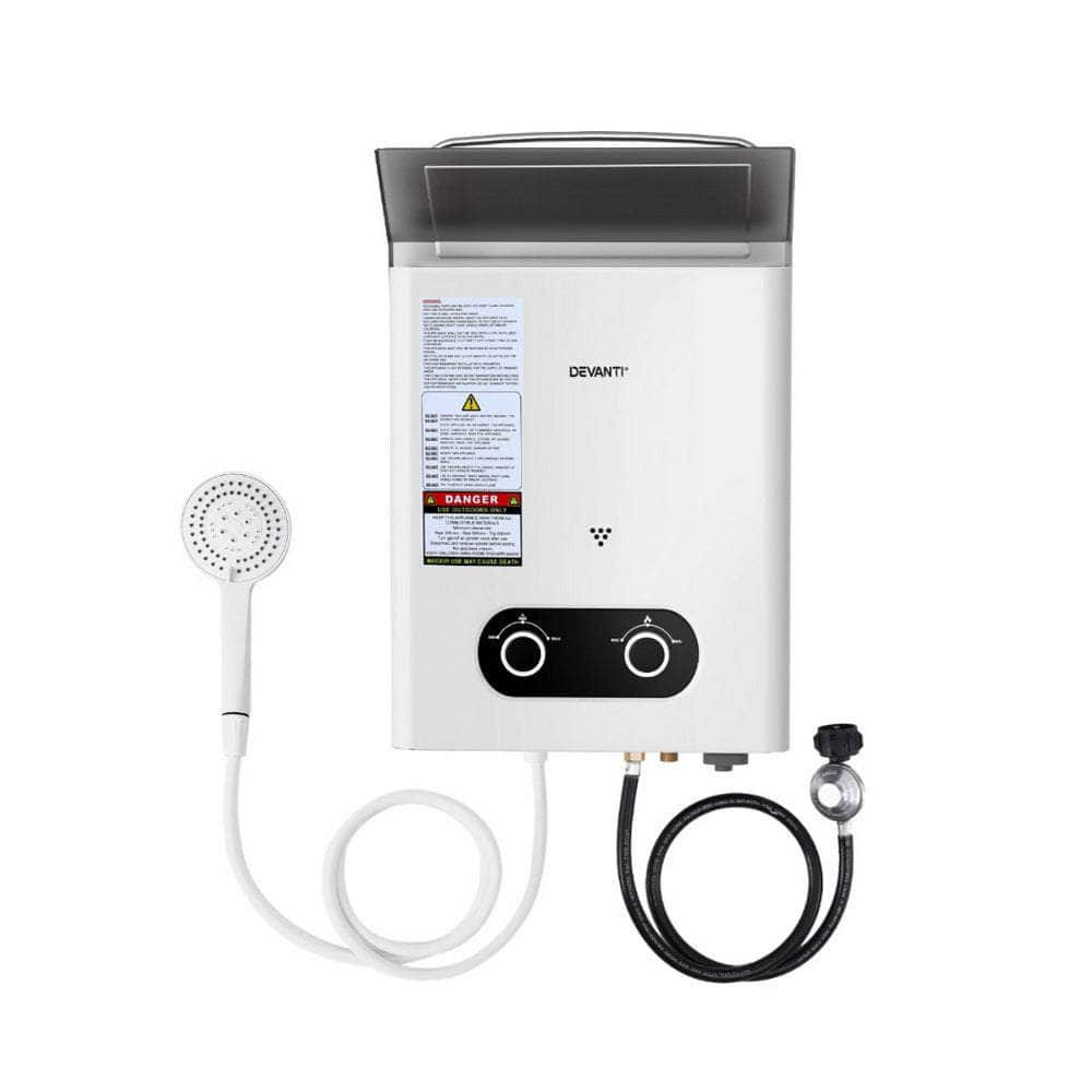 Portable Toilets & Showers - Portable Gas Water Heater 6Lpm Outdoor Camping Shower White