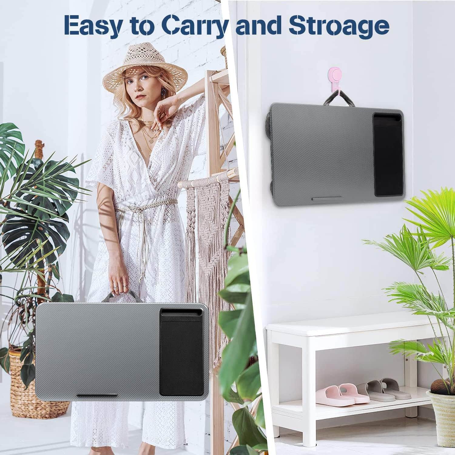 Portable Laptop Desk With Device Ledge, Mouse Pad, And Phone Holder (Silver, 40Cm)
