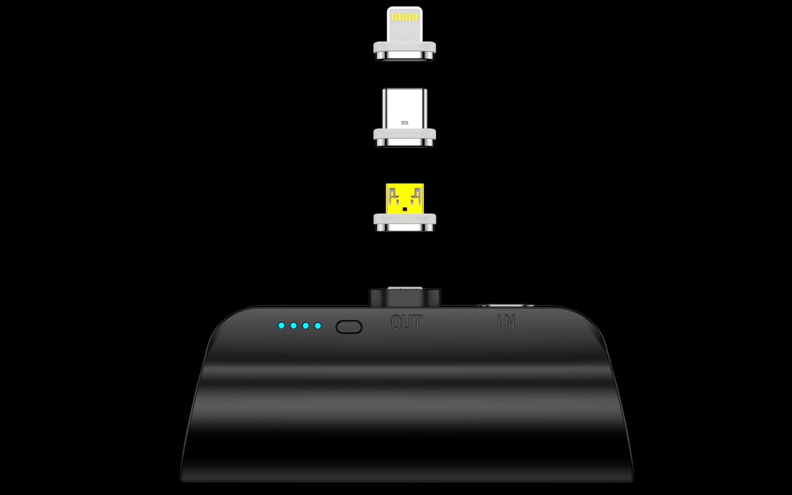 B660-Bk 3000Mah Mini Power Bank With 3 Magnetic Connectors (Black), Portable Capacity