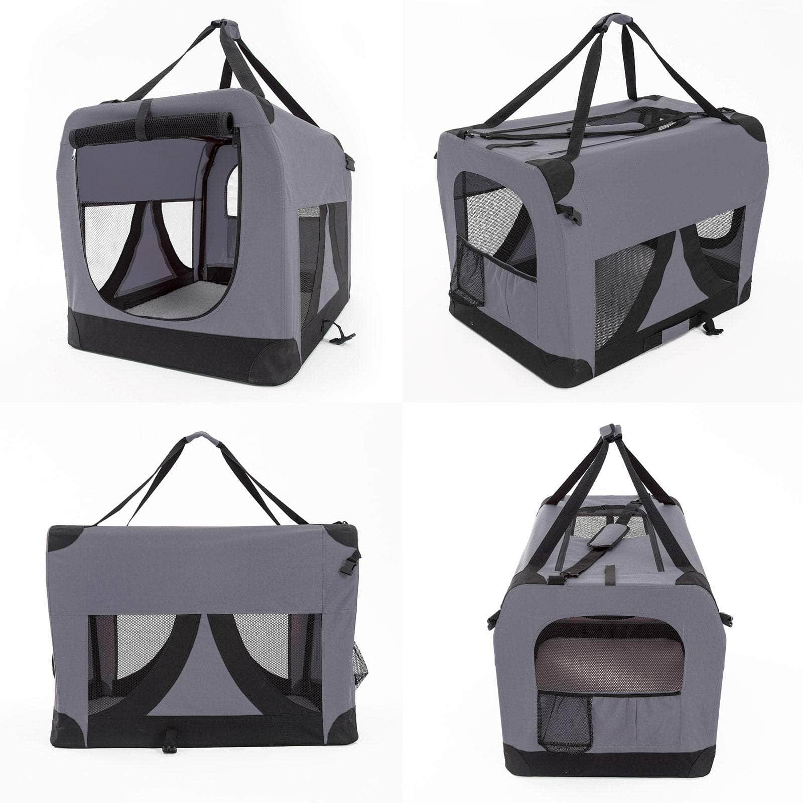 Portable Soft Dog Cage Crate Carrier L GREY