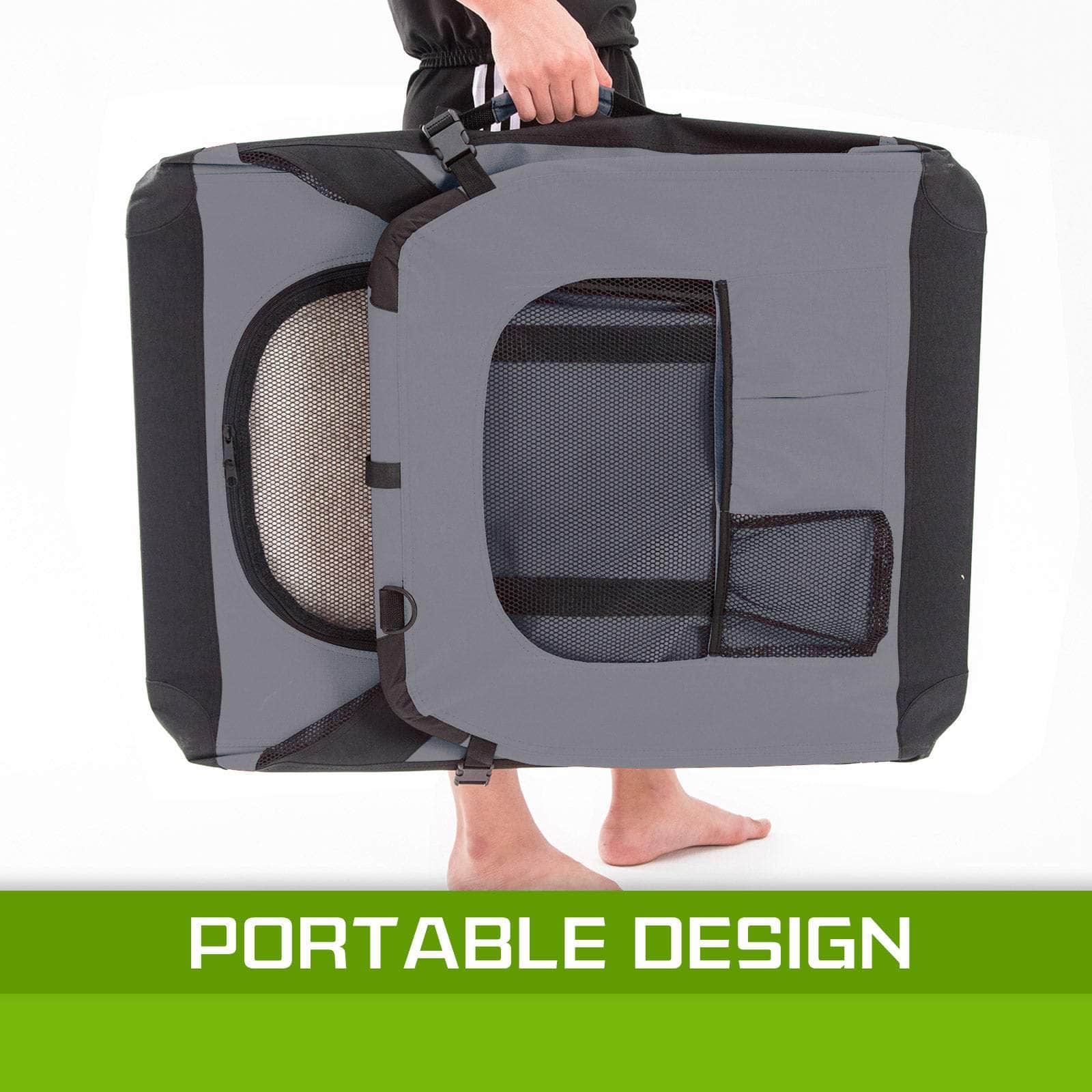 Portable Soft Dog Cage Crate Carrier L GREY