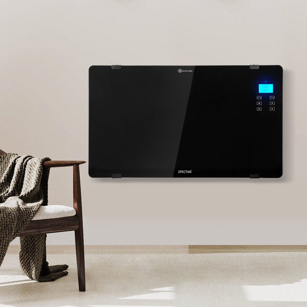 Portable Wall-mounted Electric Space Heaters: 2000W Smart Glass Panel Heater