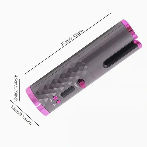 Portable Wireless Hair Curler with LCD Display and Ceramic Rotary, Rechargeable and Suitable for Dry, Normal, and Oily Hair