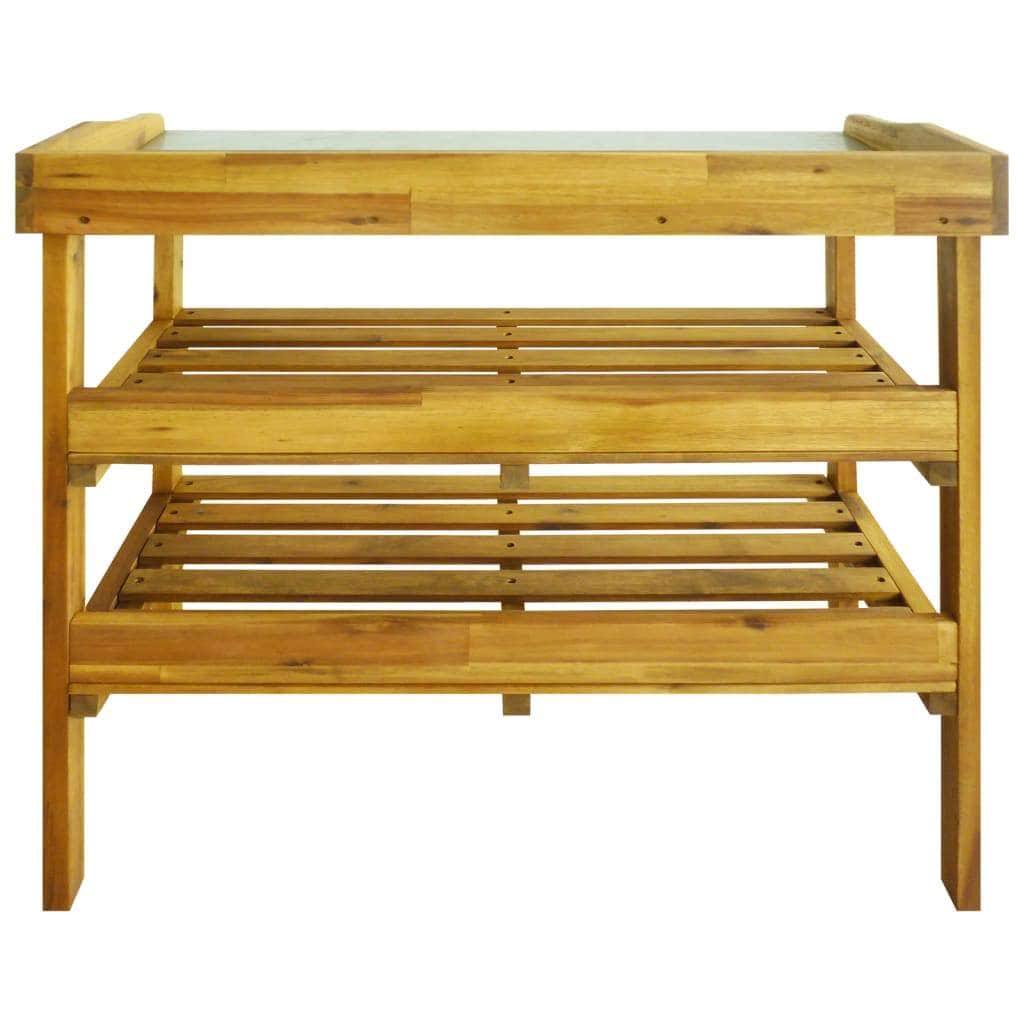 Potting Bench with 2 Shelves Solid Acacia Wood and Zinc - Simple deals