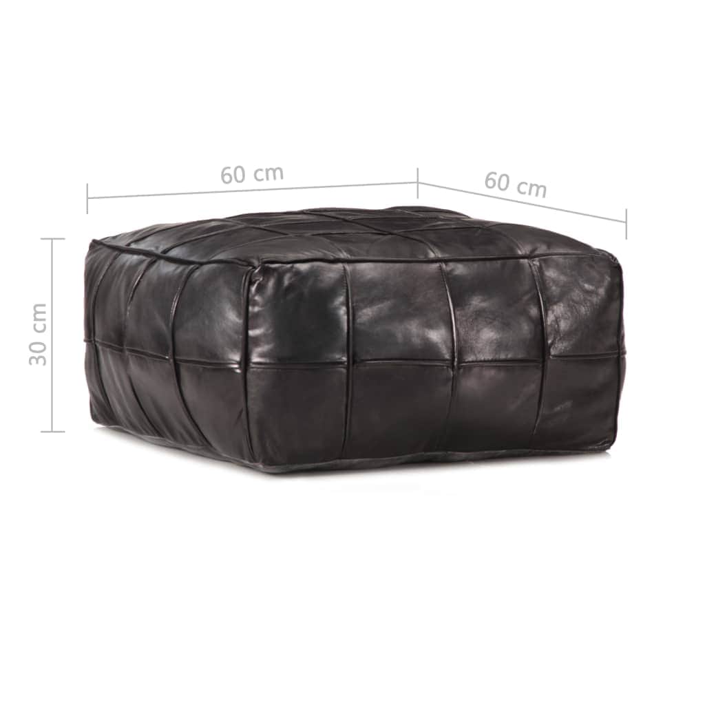 Pouffe Black Genuine Goat Leather