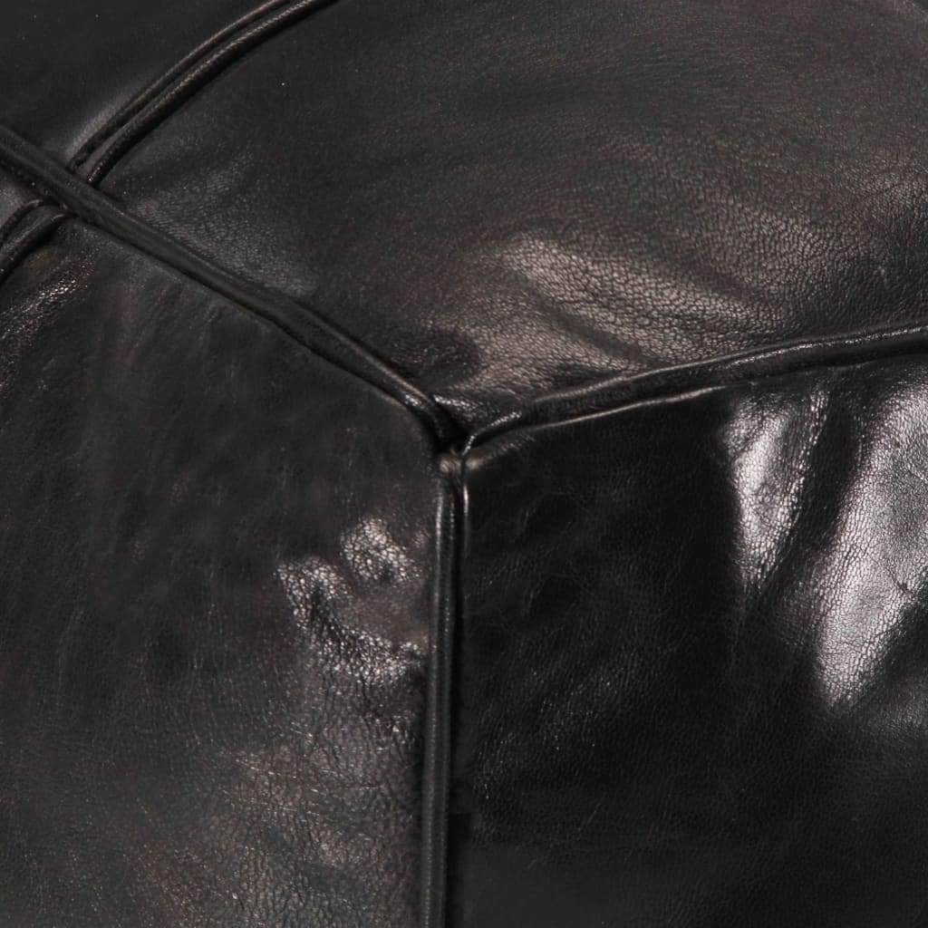 Pouffe Black Genuine Goat Leather