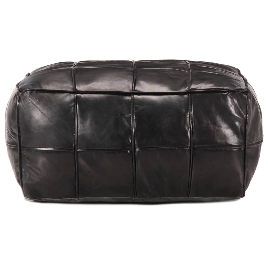 Pouffe Black Genuine Goat Leather