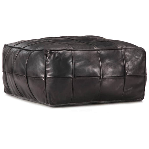 Pouffe Black Genuine Goat Leather