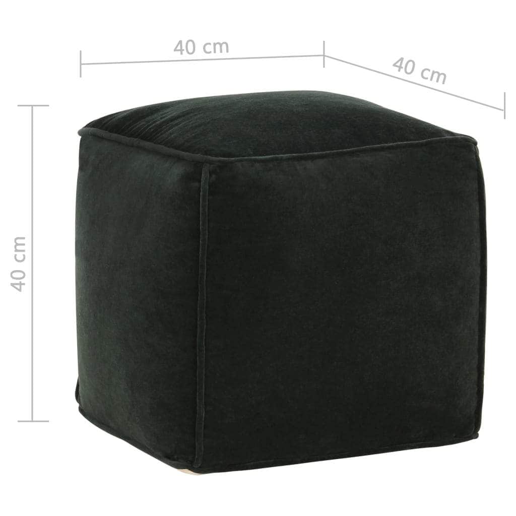 Pouffe Cotton Velvet  Forest Green