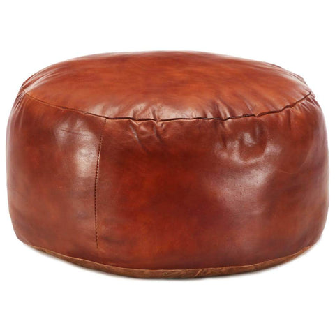 Pouffe Tan Genuine Goat Leather