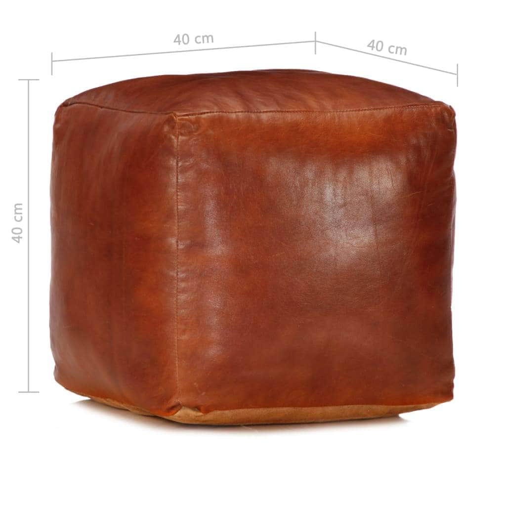 Pouffe Tan Genuine Goat Leather