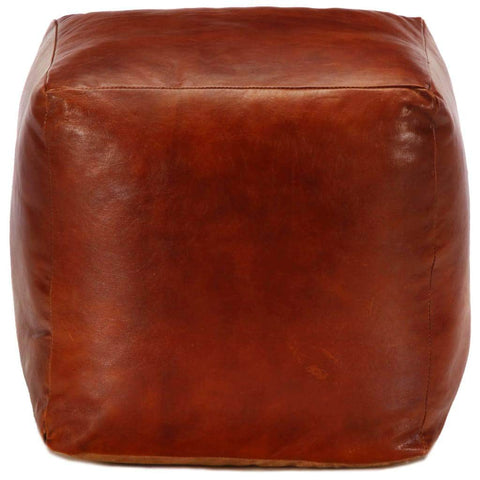 Pouffe Tan Genuine Goat Leather
