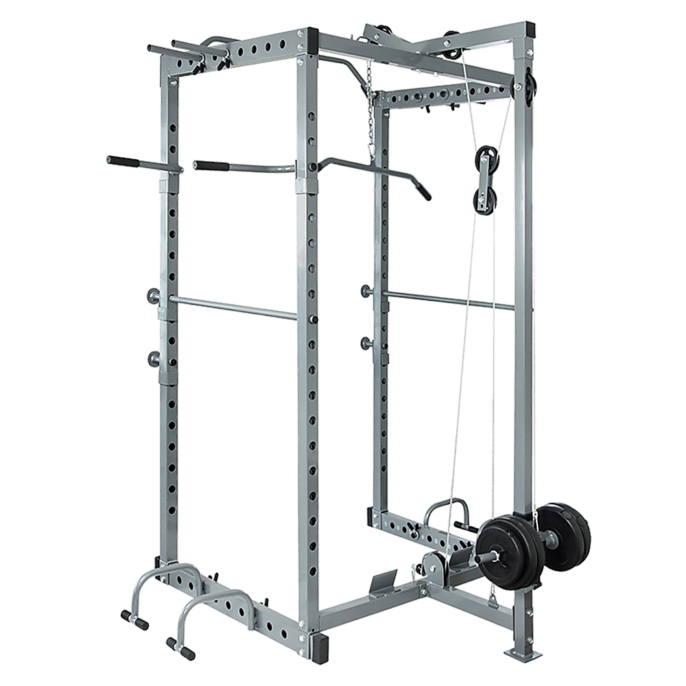 Power Rack Squat Cage Stands W Lat Pulldown Home Gym