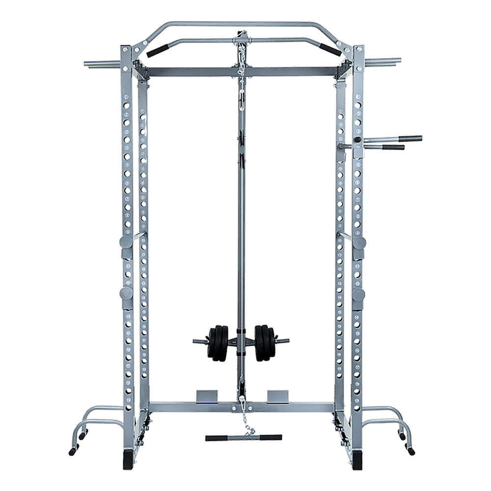 Power Rack Squat Cage Stands W Lat Pulldown Home Gym