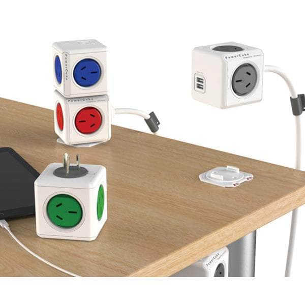 Powercube Extended Usb Powerboard 4-Outlets 2 Usb Ports Grey-White 1.5M