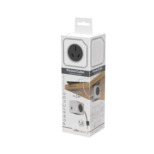 Powercube Extended Usb Powerboard 4-Outlets 2 Usb Ports Grey-White 1.5M
