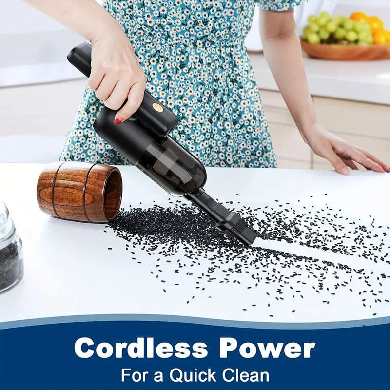 Powerful 1pc Wireless Car Vacuum Cleaner with 180° Folding, Strong Suction, LED Light, and Rechargeable Battery
