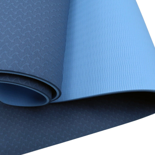 Powertrain Eco-Friendly TPE Pilates Exercise Yoga Mat 8mm - Dark Blue - yoga