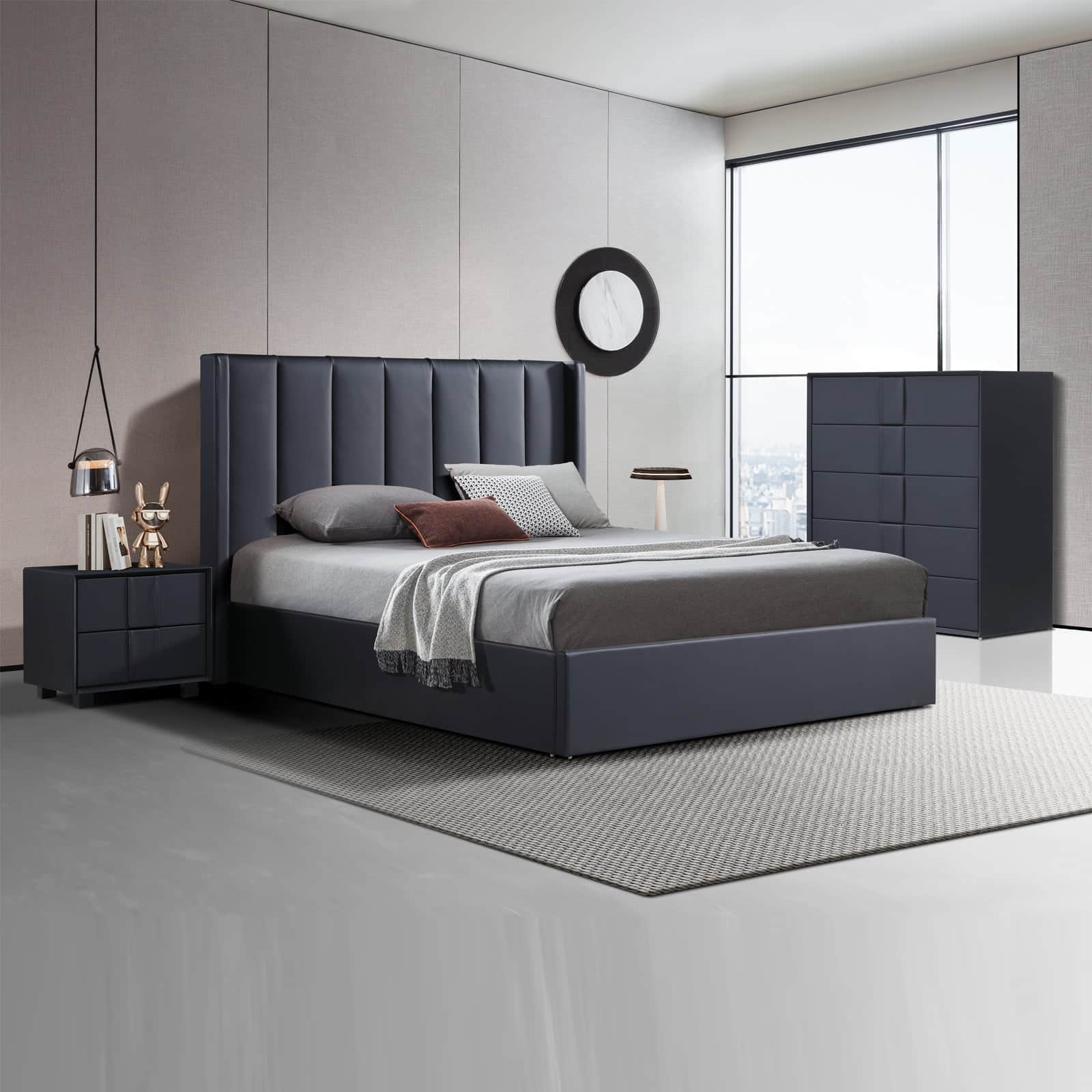 Prado 4Pc Fabric Gas Lift Queen Bedroom Suite Gas Lift Storage