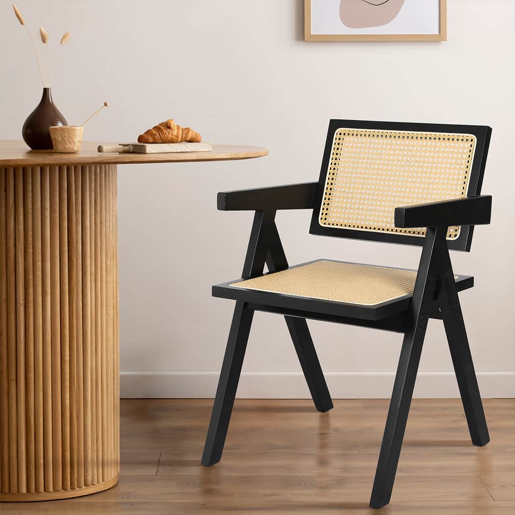 Premium 1x Black Wicker Armchair Dining Chair  Easy Assembly