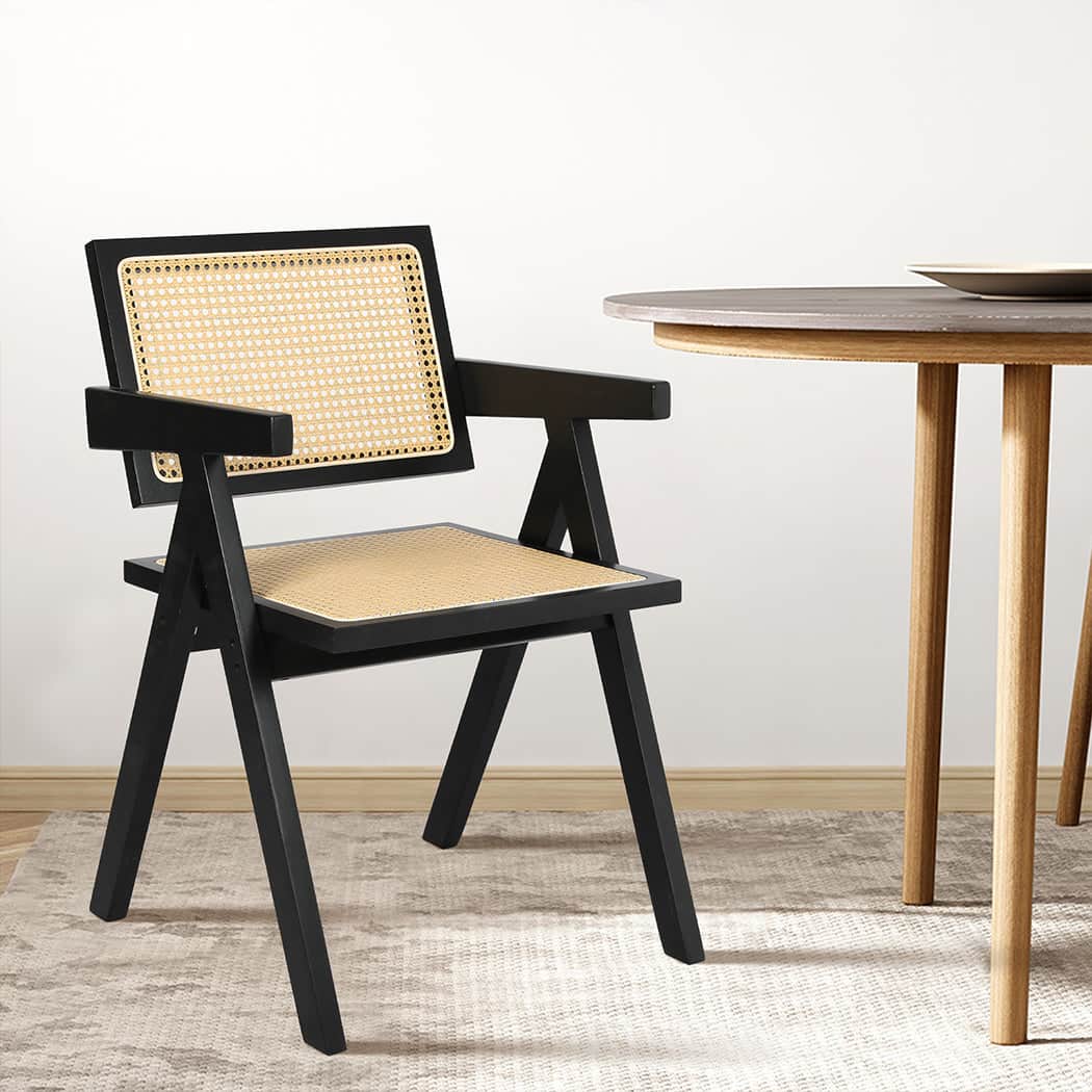 Premium 1x Black Wicker Armchair Dining Chair  Easy Assembly