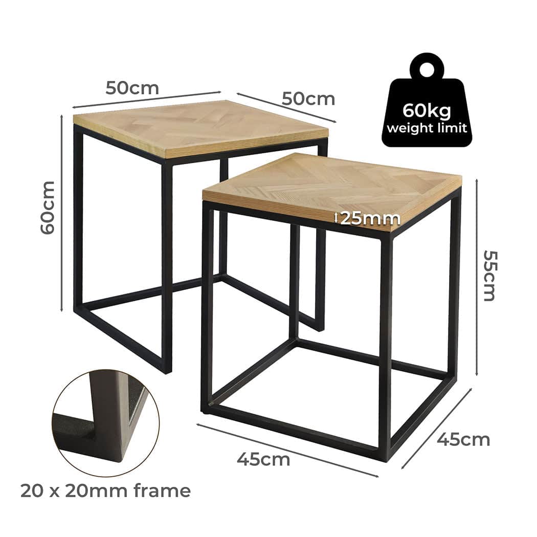 Premium 2PCS Nesting Coffee Tables  Wood Finish Classic Durable