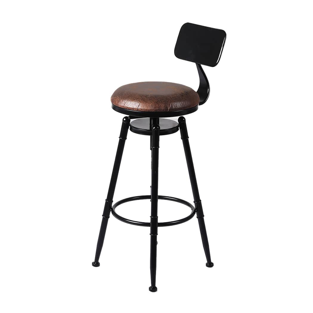 Premium 2x Bar Stool Kitchen Wooden PU  Adjustable Height Classic