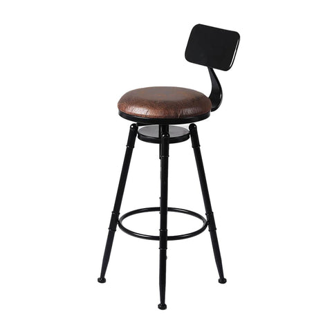 Premium 2x Bar Stool Kitchen Wooden PU  Adjustable Height Classic