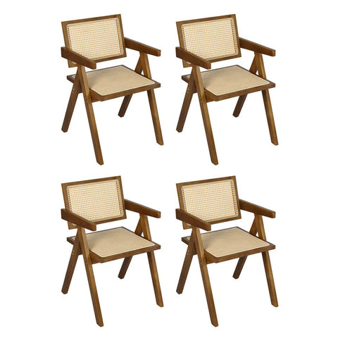 Premium 4x Walnut Wicker Armchair Dining Chair  Multipurpose Use