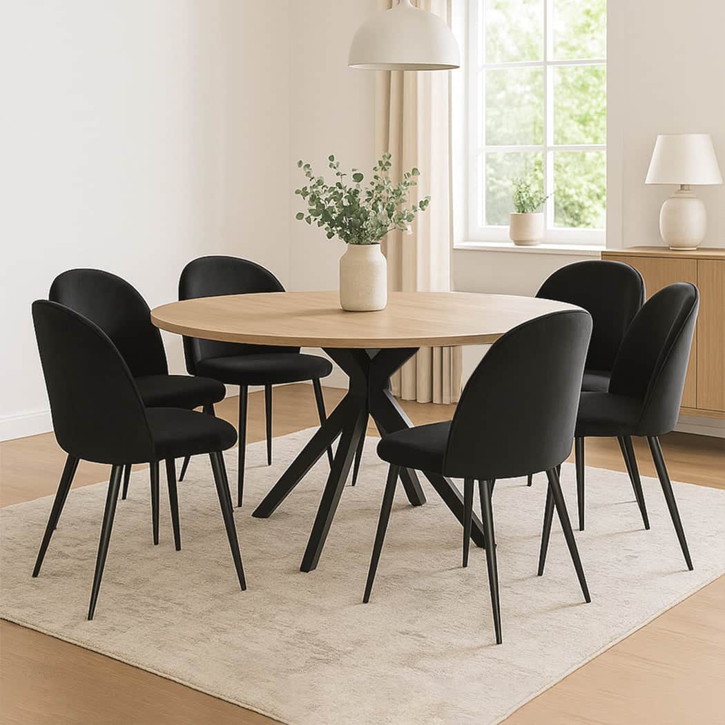 Premium 6x Dining Chairs Kitchen Cafe Black  High Back Support