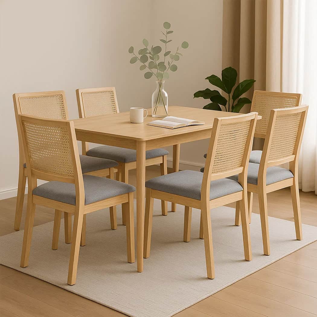 Premium 6XCane Dining Chair Rattan Armless Seat  Easy Assembly