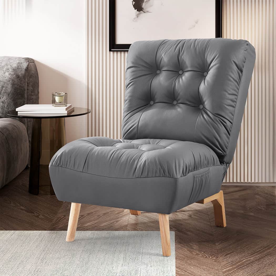 Premium Accent Chair Sofa Recliner Adjustable Grey  Space-Saving