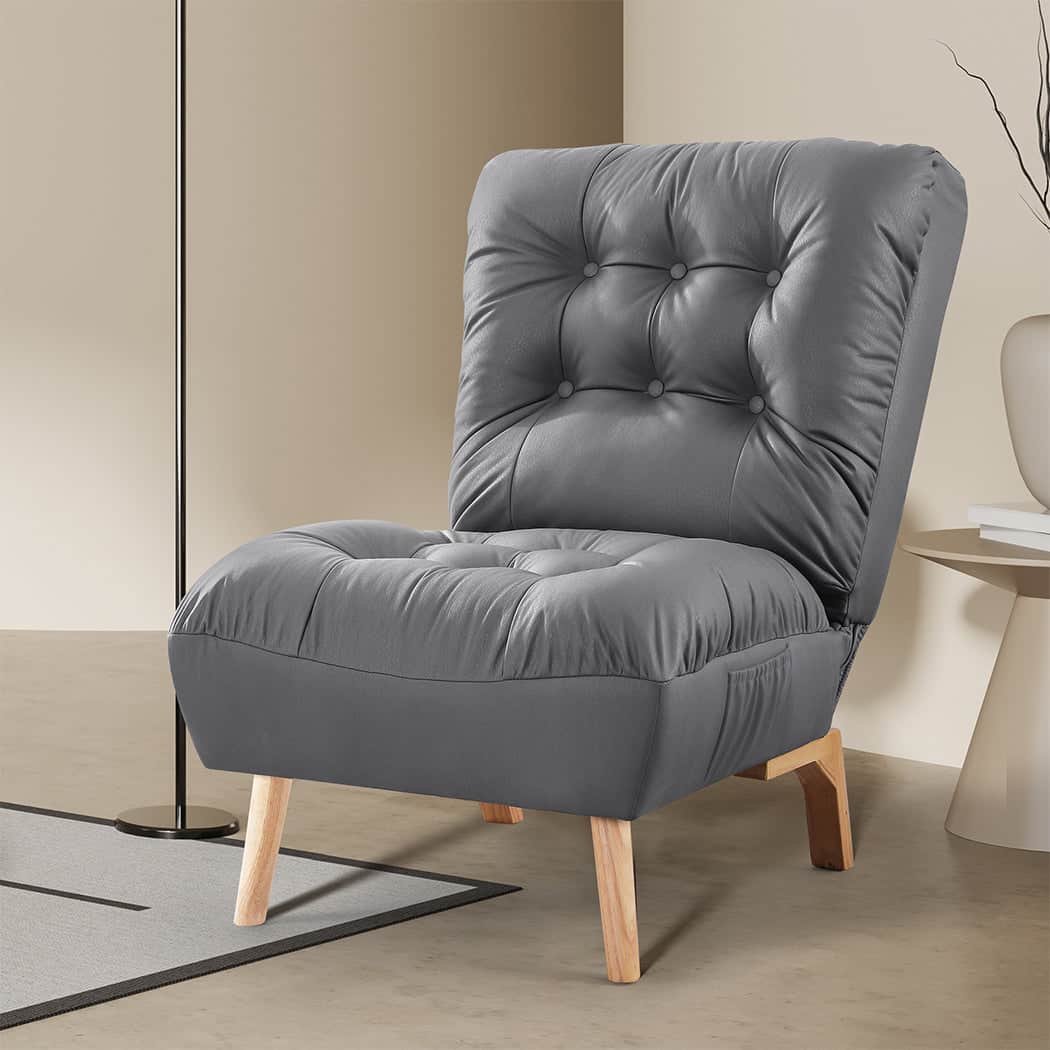 Premium Accent Chair Sofa Recliner Adjustable Grey  Space-Saving