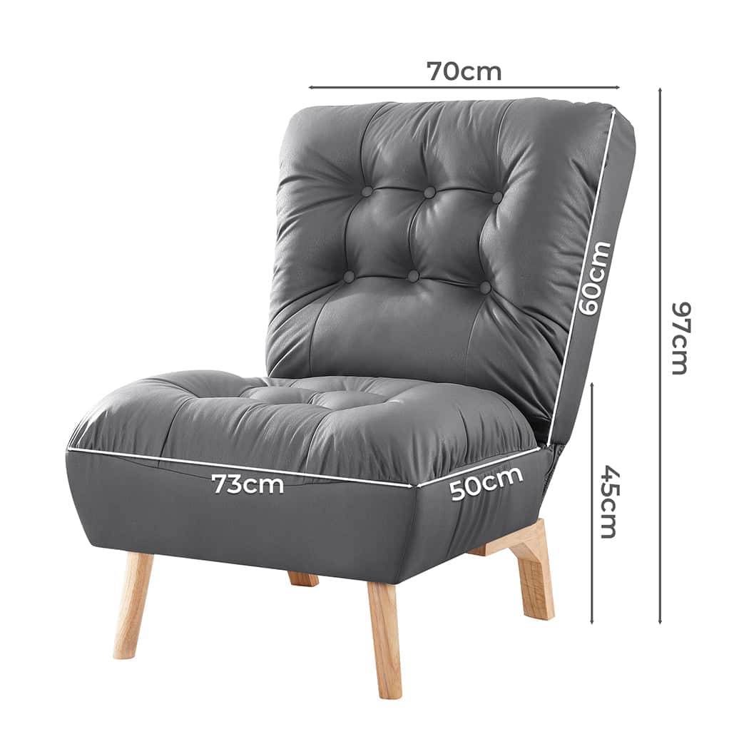 Premium Accent Chair Sofa Recliner Adjustable Grey  Space-Saving