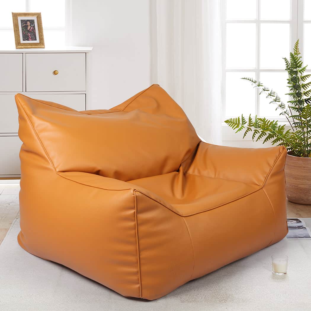 Premium Bean Bag Chair Cover PU Indoor Brown  Premium Quality Build