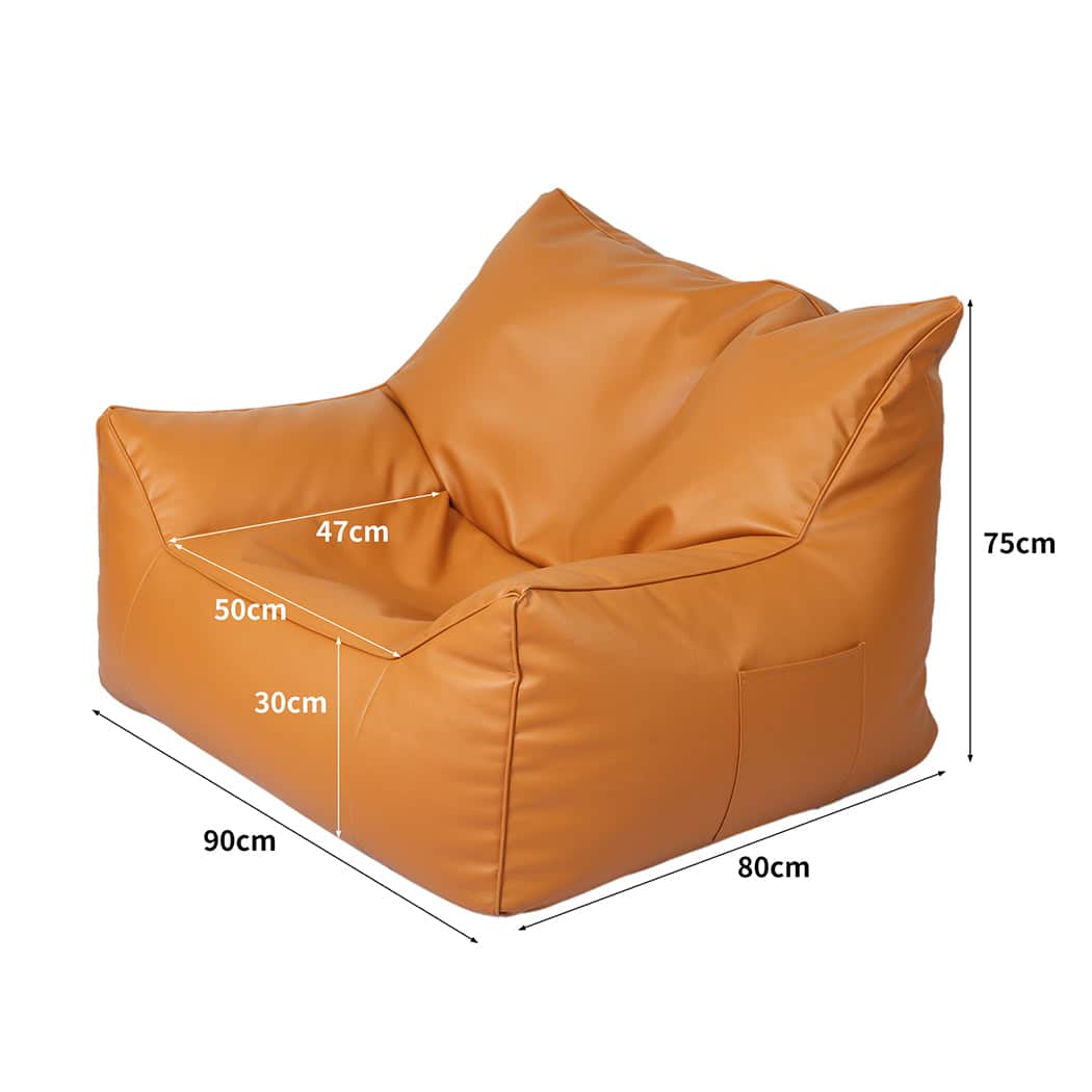 Premium Bean Bag Chair Cover PU Indoor Brown  Premium Quality Build