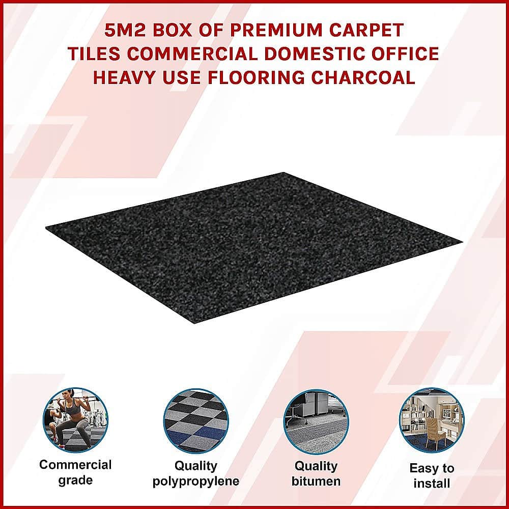 Premium Carpet Tiles Box, Charcoal