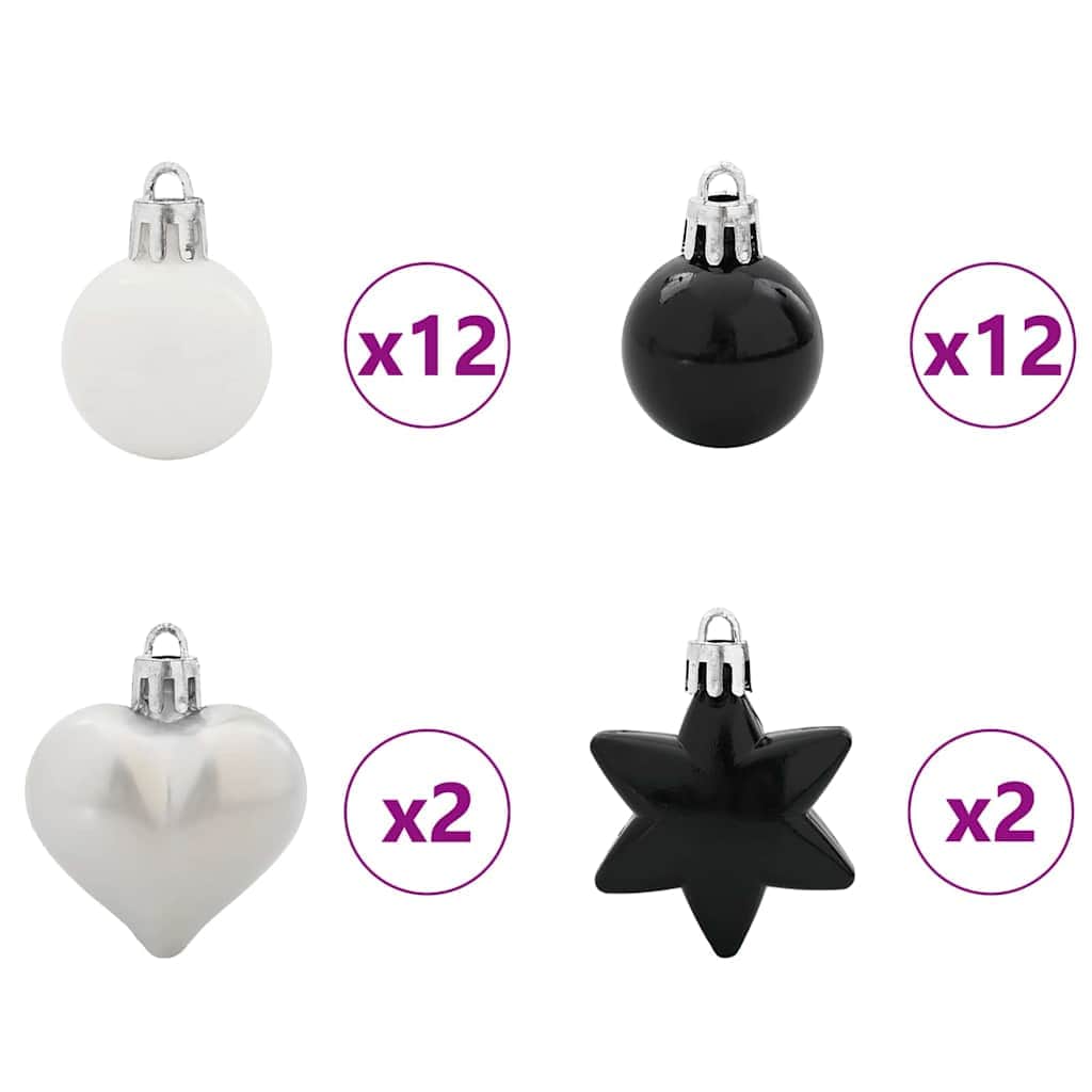 Premium Christmas Bauble Set 40 pcs Black and White - High Quality